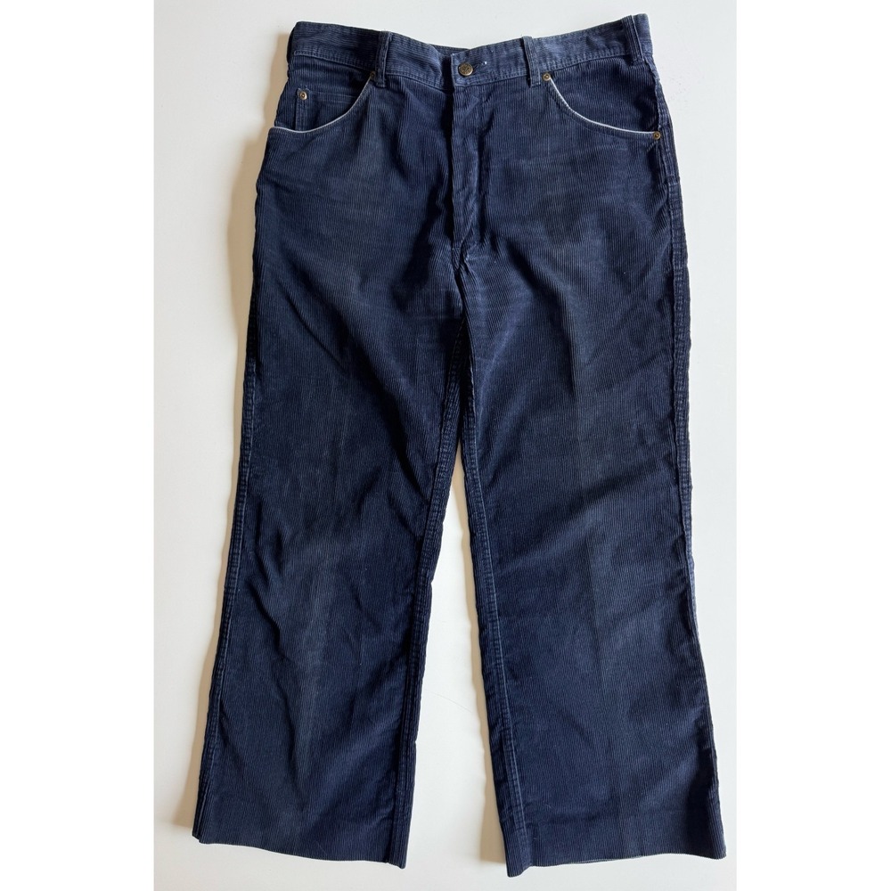 INTERNATIONAL Vintage Corduroy Wide Leg Pants Mens 34x28.5 Blue Retro Pockets